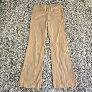 Gap Womens Khaki Herringbone Flare Leg Pants Tan Mid Rise 100% Cotton Size 4